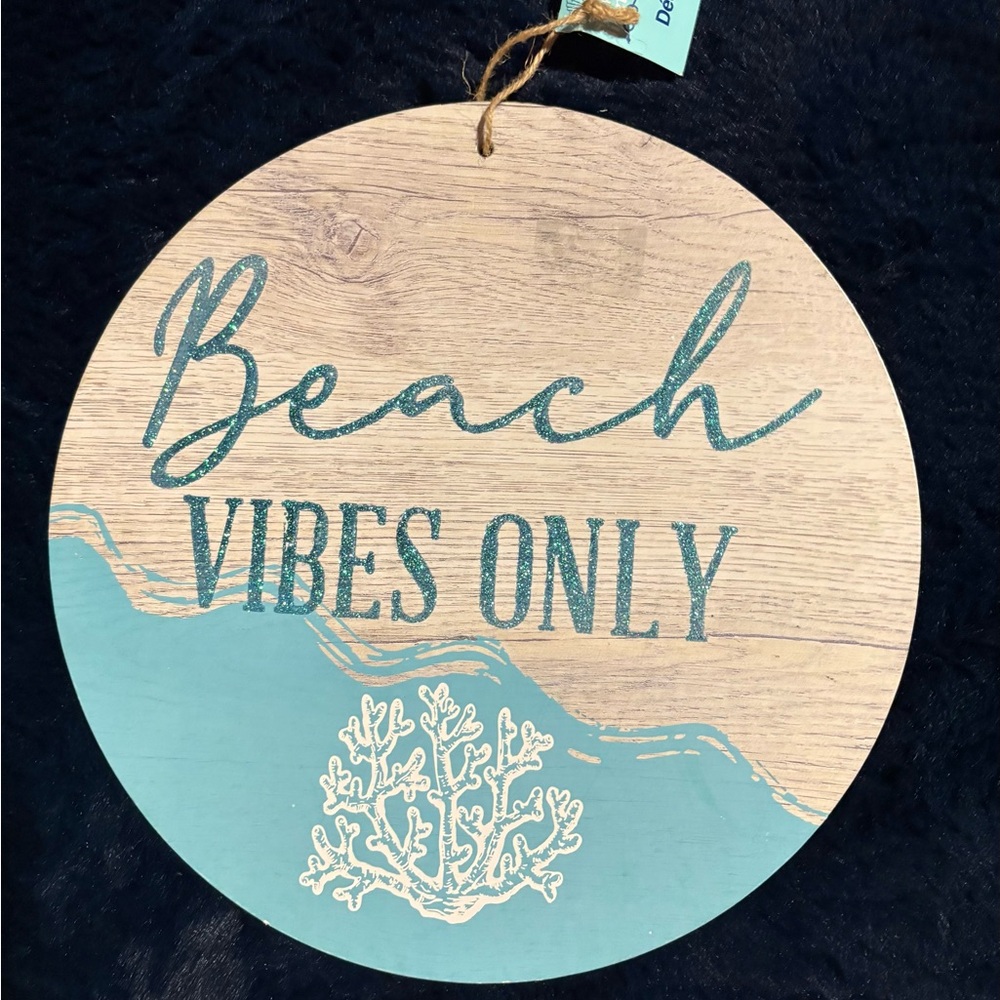 Beach Vibes Only Wall Decor - Blue and Tan